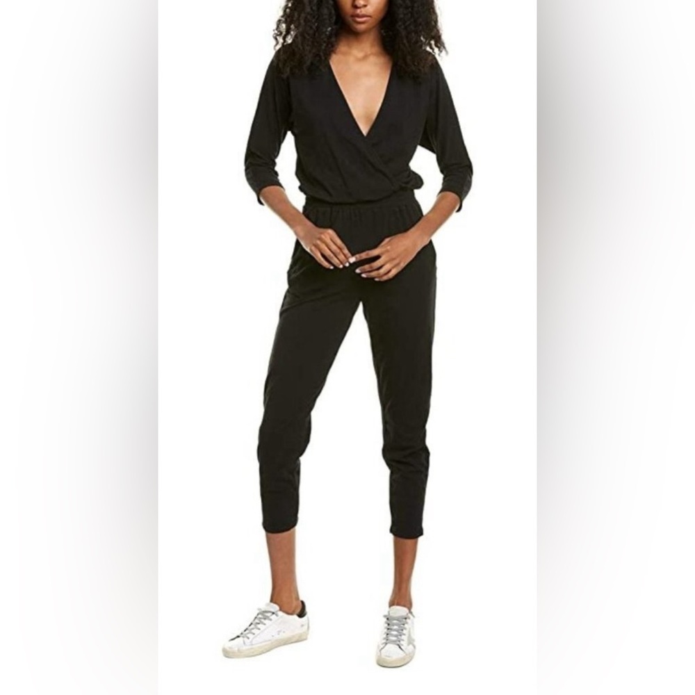 BOBI Revolve Women’s Black Drape Front Size Med Modal Surplice Jumpsuit - Picture 11 of 11